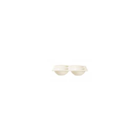 Plato de aperitivo de porcelana blanca de 4 compartimentos 14x14 cm