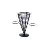 Black stainless steel fry basket with 2 sauce holders