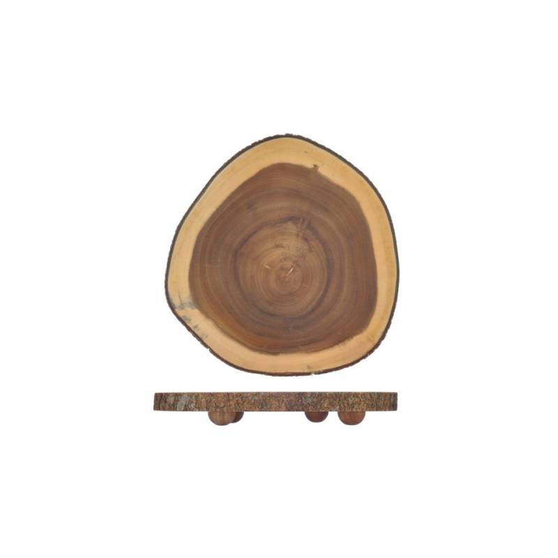 Tabla de cortar redonda de madera con patas 23 cm