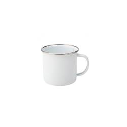 Tazza mug smaltata bianca con bordo argento cl 38