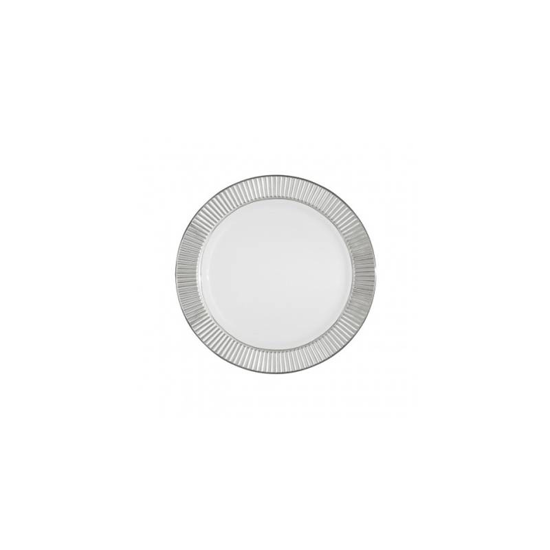 Flacher Kunststoffteller mit silbernem Rand 19 cm