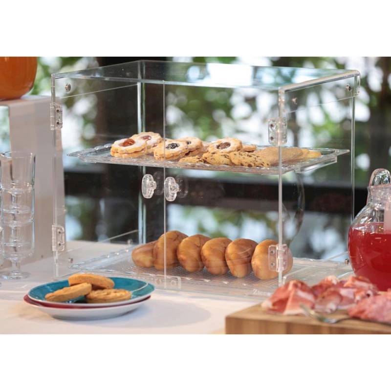 Transparent polycarbonate 2 tier pastry display case cm 45x31x37