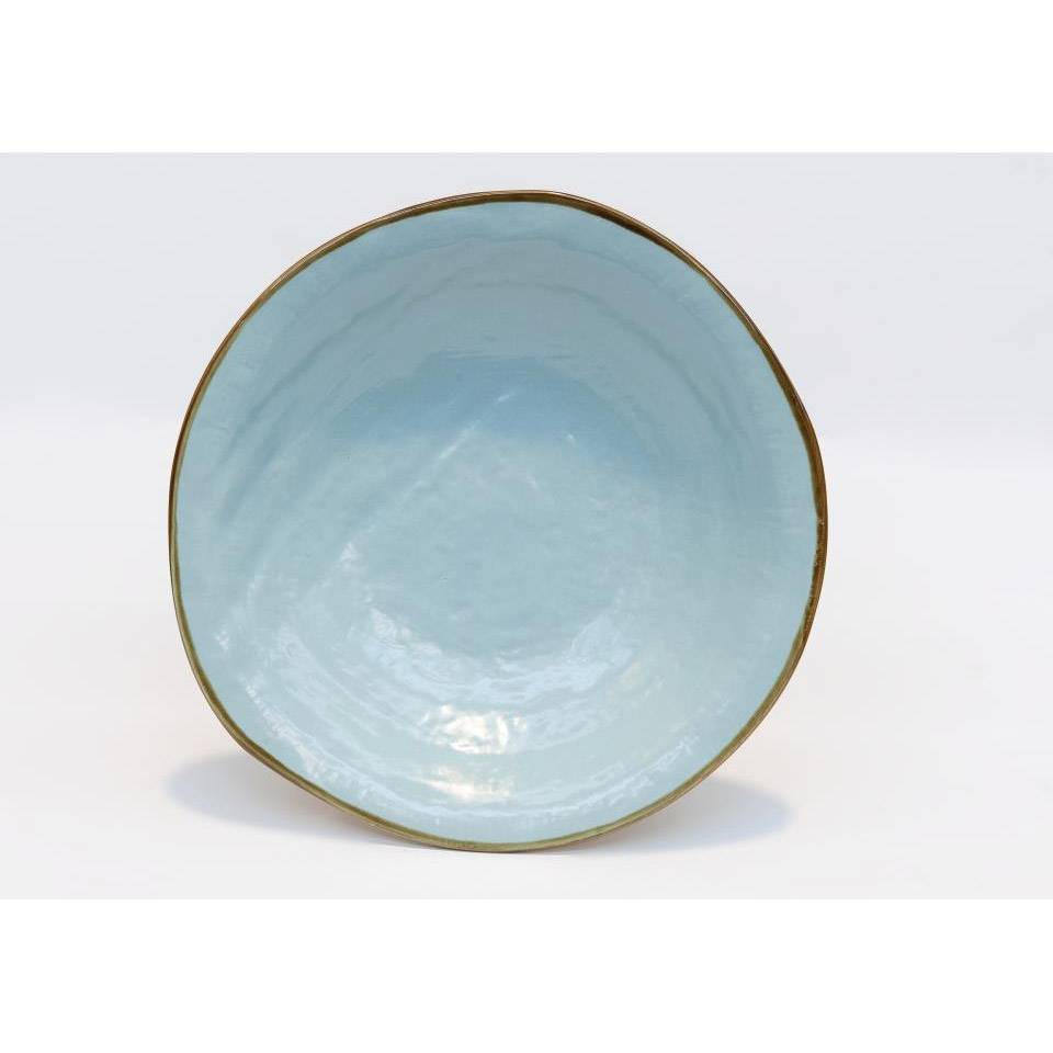 Mediterranean turquoise ceramic flat plate 27.5 cm