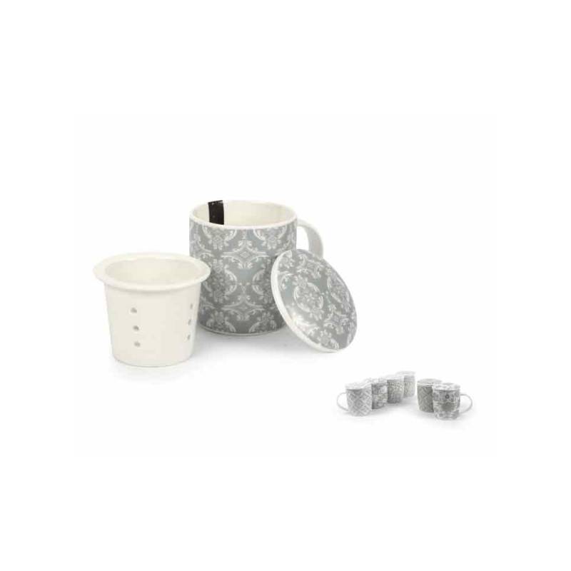 Arabesque grey porcelain teapot with filter cm 11x8