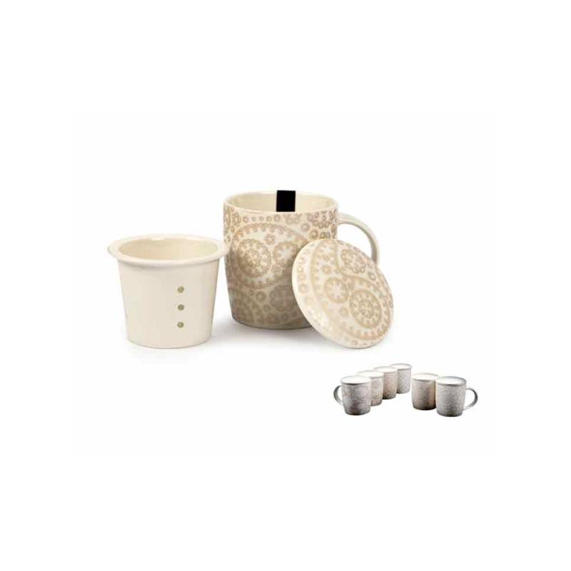 Arabesque beige porcelain teapot with filter cm 11x8