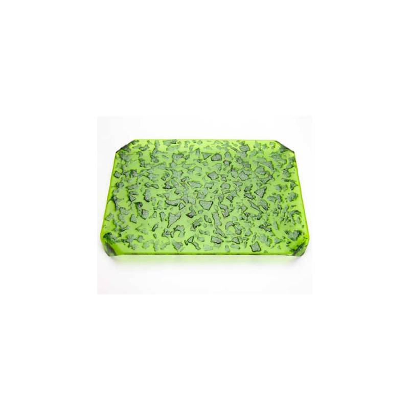 Piatto Nori 100% Chef in vetro verde glitterato cm 22x16
