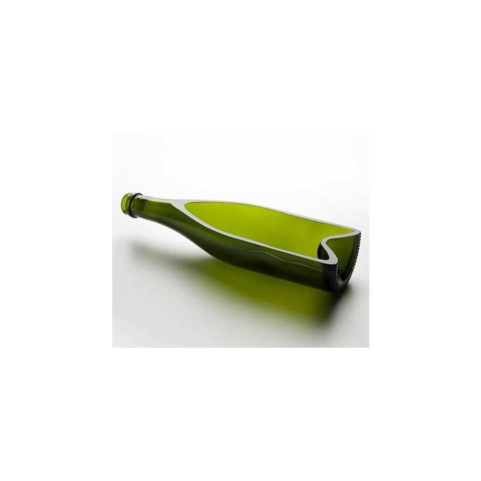 100% Chef Champagne Bottle Dish in Green Glass