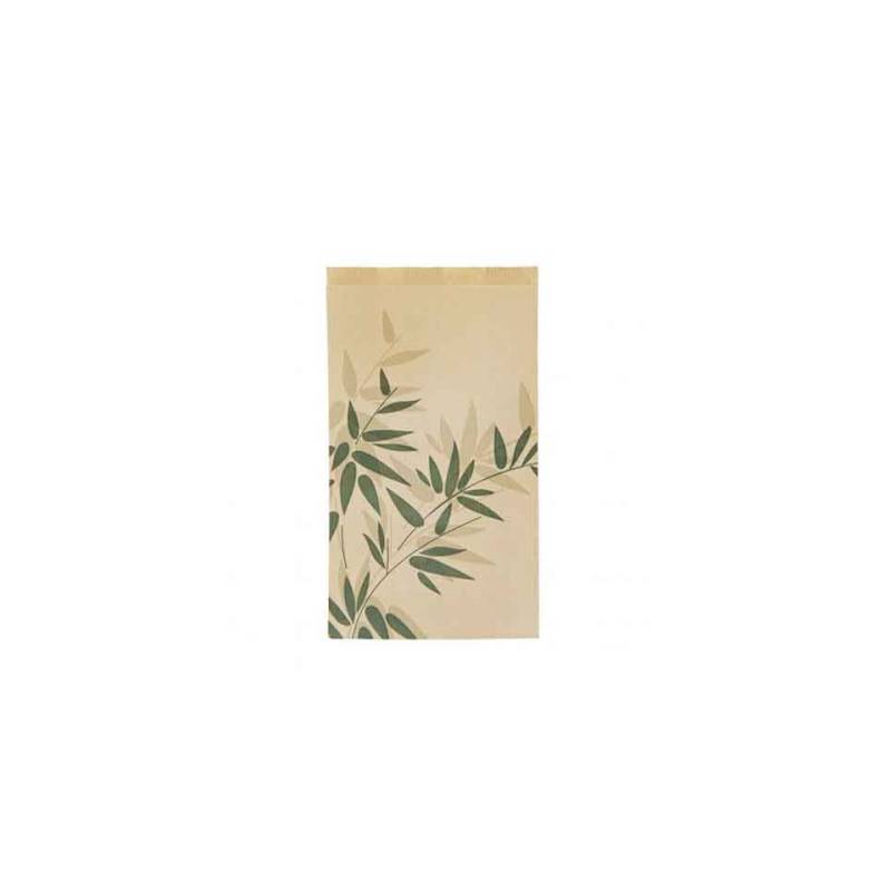 Sacchetti Croissant con decoro Feel Green in carta beige cm 14x26