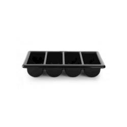 Black polypropylene 4-compartment cutlery tray cm 53X32.5X10