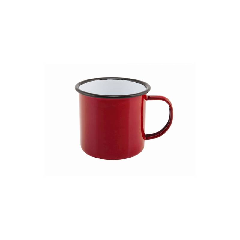 Tazza mug smaltata rossa con profilo nero cl 36