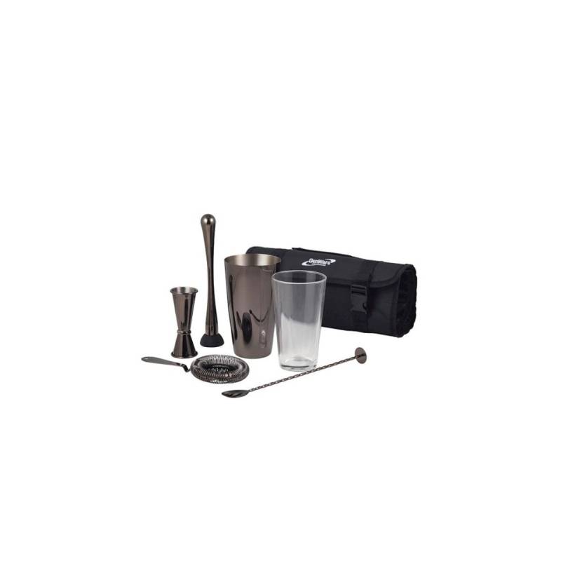 Black 7 Piece Stainless Steel Barman Set