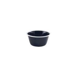 Black enameled round cup with white line cm 13