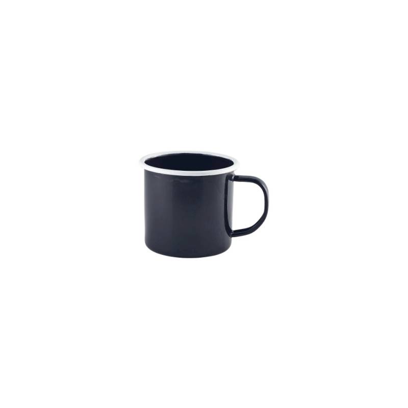 Black enameled mug mug with white outline cl 36
