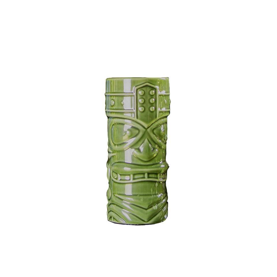 Funky Tiki mug in green porcelain cl 40