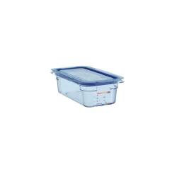 Light blue plastic 1/4 container with lid height 10 cm