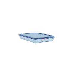 Light blue plastic 1/1 container with lid height 6.5 cm