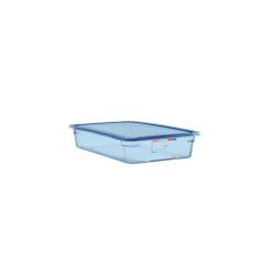 Light blue plastic 1/1 container with lid height 10 cm