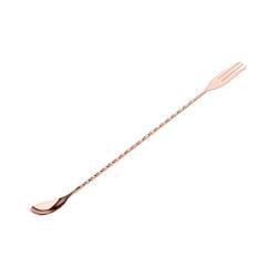 Bar spoon con forchetta in acciaio inox ramato cm 30