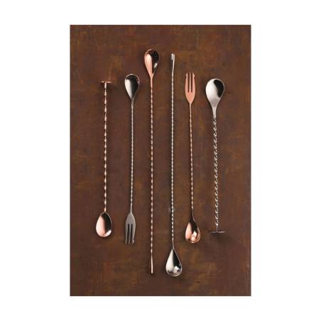 Bar spoon con forchetta in acciaio inox ramato cm 30