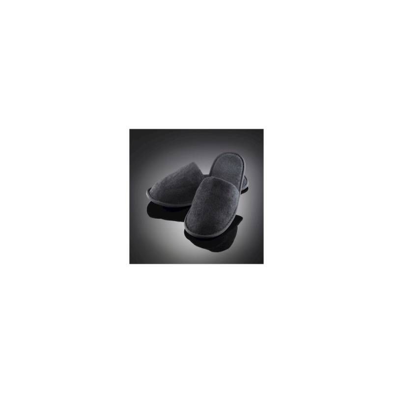 Chaussons noirs en éponge à semelle en caoutchouc taille unique
