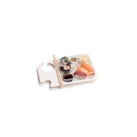 White aperitif plate with tray 4 compartments In Pè