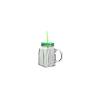 Glass jar with straw and green glass lid cl 45