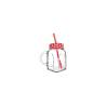 Glass jar with straw and lid red glass cl 45