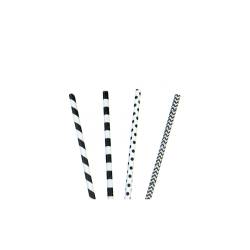 Diverses pailles en papier noir et blanc cm 20x0,6