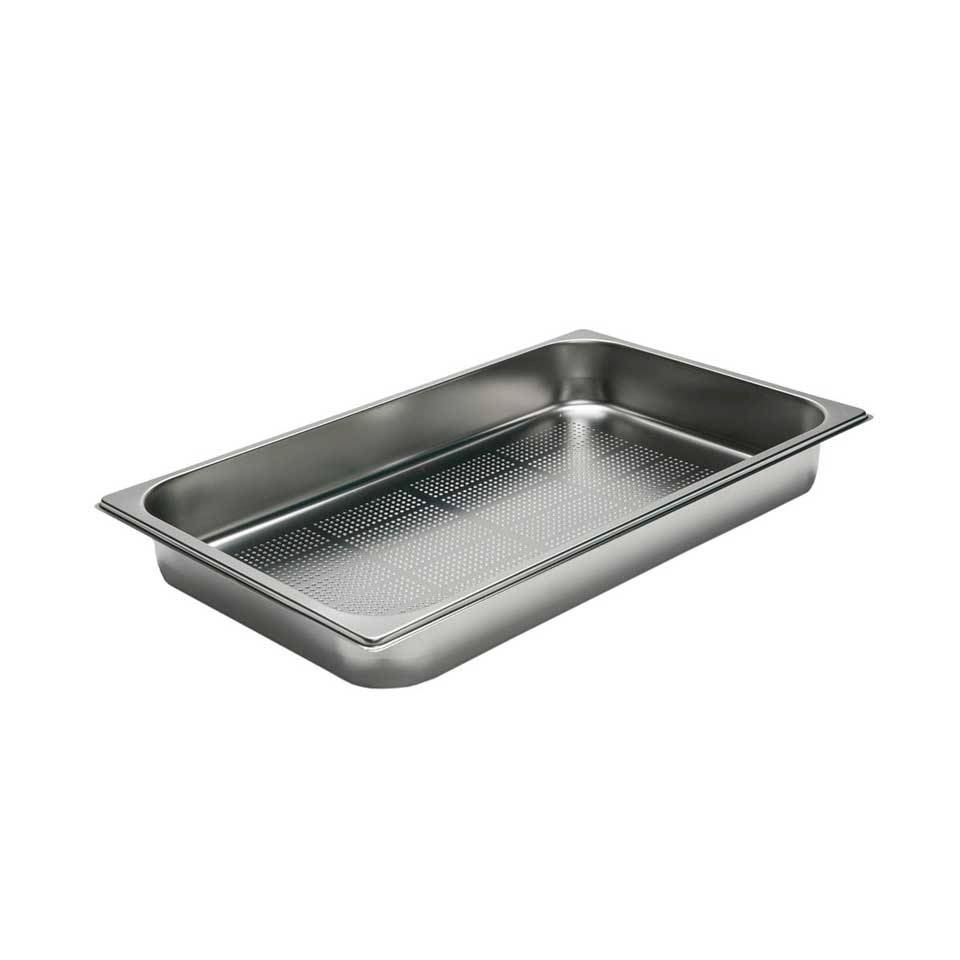 Perforated bottom gastronorm 1/1 stainless steel tub 2.56 inch