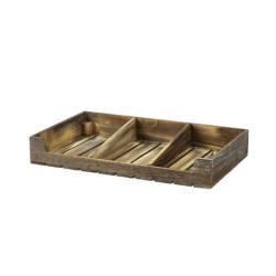 Dark rustic 3-compartments wooden stand 20.86x12.79x3.15 inch