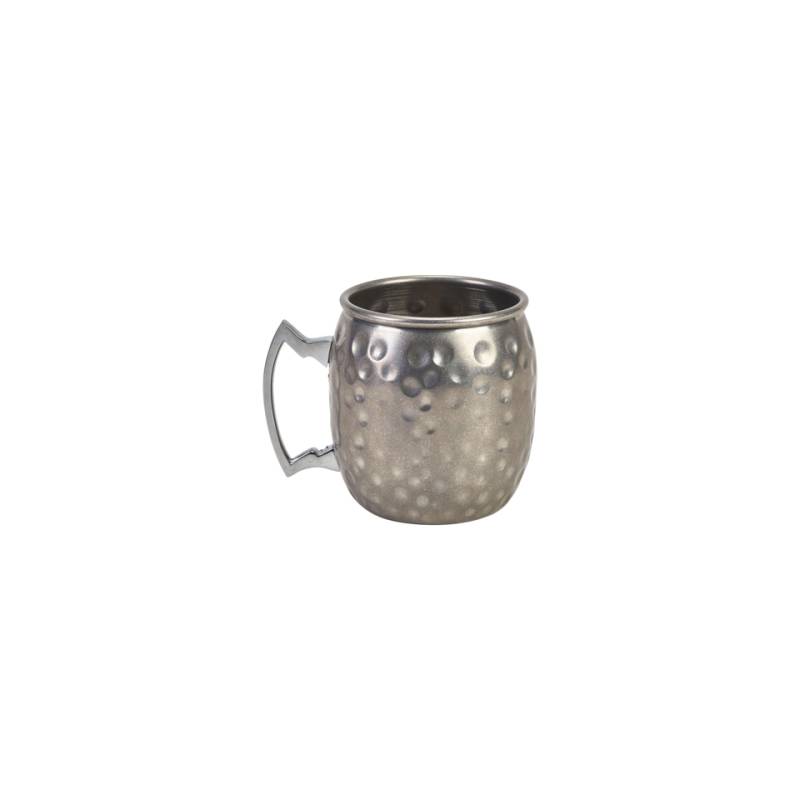 Antique hammered stainless steel rounded mug mug cl 40