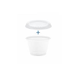 Transparent polypropylene sauce cup with lid 2.02 oz.