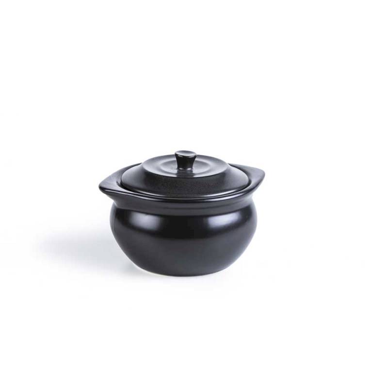 Mini cocotte con coperchio in stoneware nero cm 13x7,5