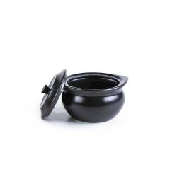 Black stoneware mini cocotte with lid 5.11x2.95 inch