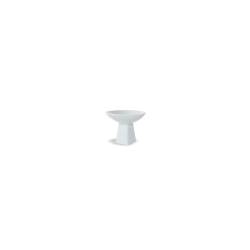 Porte-gâteau rond miniature en porcelaine blanche 8x6.3 cm