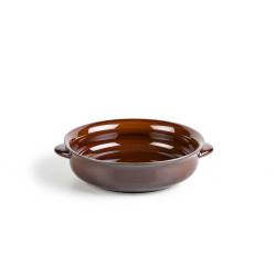 Brown stoneware pan with handles 7.87x1.96 inch