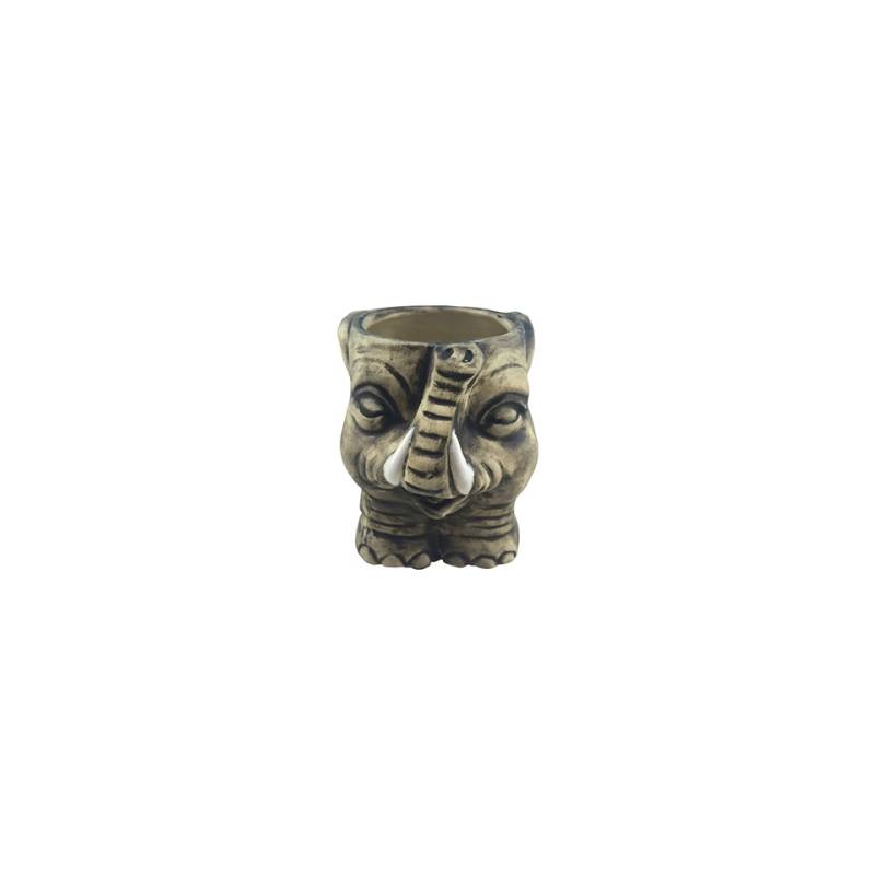 Grey ceramic Elephant tiki mug cl 35