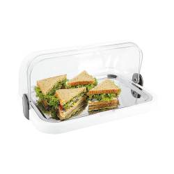 Hendi rectangular roll top refrigerated display case made of abs, san and stainless steel