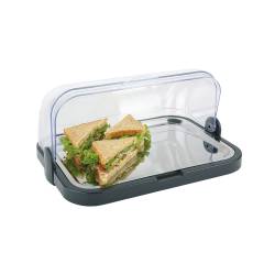 Hendi rectangular roll top refrigerated display case made of abs, san and stainless steel