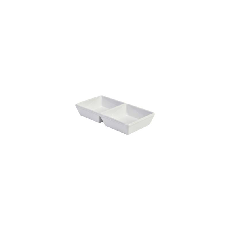 White porcelain 2-compartment appetizer dish 25x12.5x4 cm