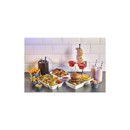 White porcelain 2-compartment appetizer dish 25x12.5x4 cm