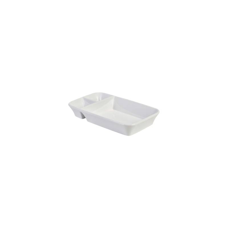 Plato de porcelana blanca de 3 compartimentos 26x15x4 cm