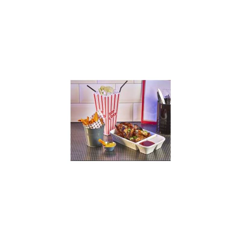 Plato de porcelana blanca de 3 compartimentos 26x15x4 cm