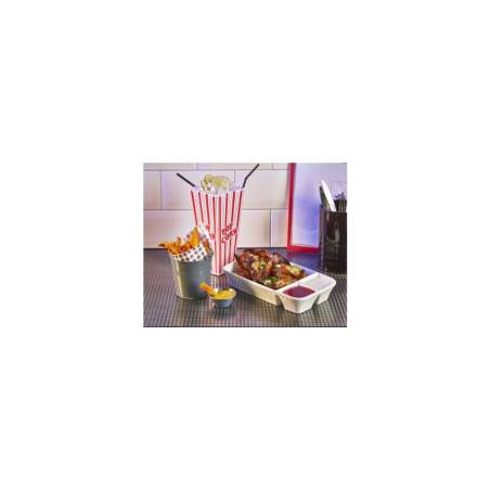 Plato de porcelana blanca de 3 compartimentos 26x15x4 cm