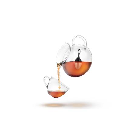 Floating tea filter made of stainless steel and black nylon