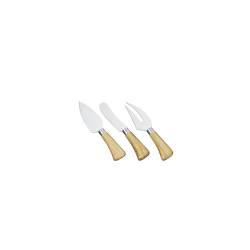 Set 3 coltelli formaggio Calabria in acciaio inox con manico in legno