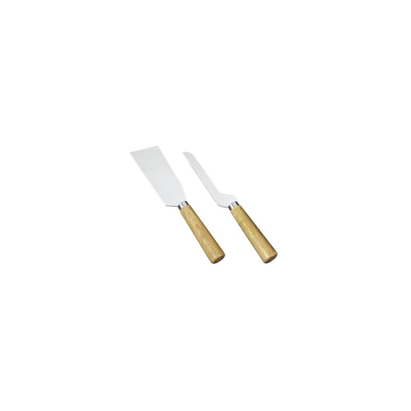 Set 2 coltelli formaggio Sicilia in acciaio inox con manico in legno