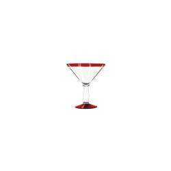 Coppa Martini Aruba in vetro trasparente con bordo rosso cl 29,6