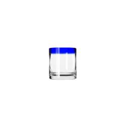 Bicchiere Aruba Rocks in vetro trasparente con bordo blu cl 35,5