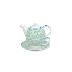 Tea For One Azulejos in white and green porcelain